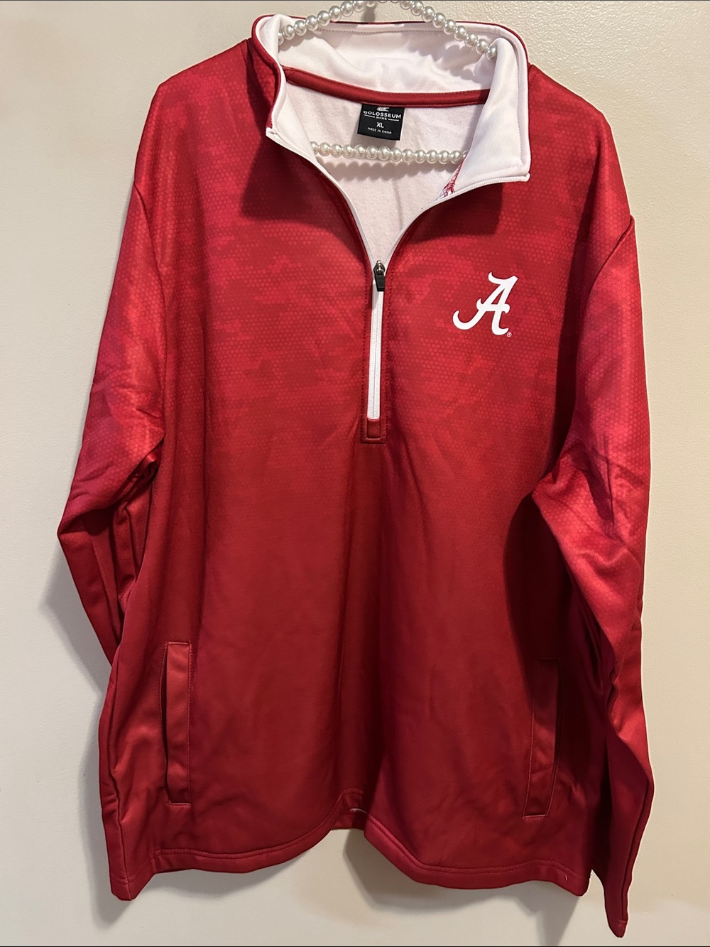 Colosseum Alabama Crimson Tide 1/4 Zip Pullover Jacket Mens XL Crimson Red NCAA